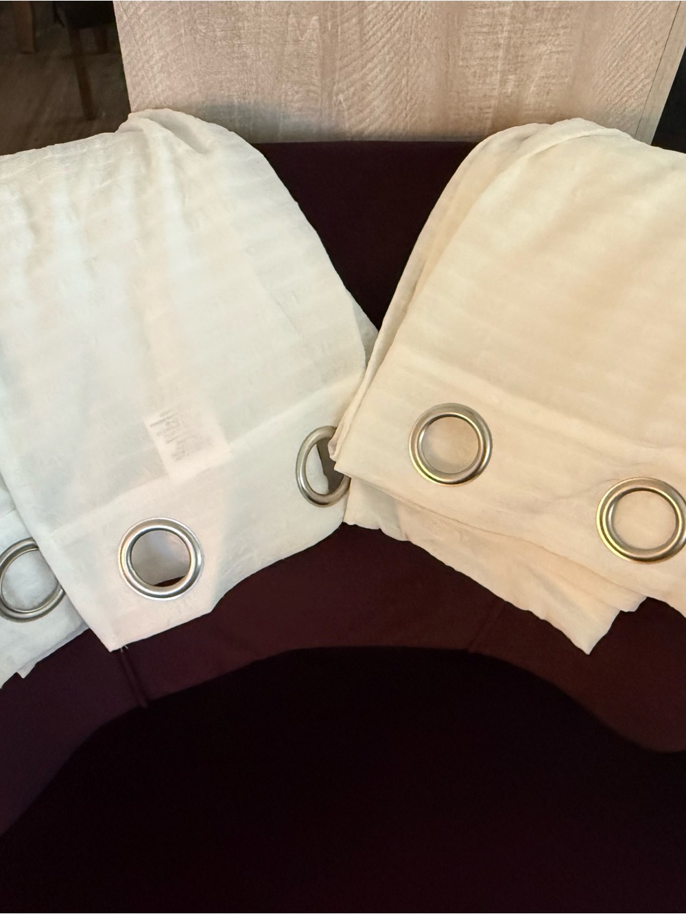 Set of Neutral Grommet Curtain Panels - Ivory